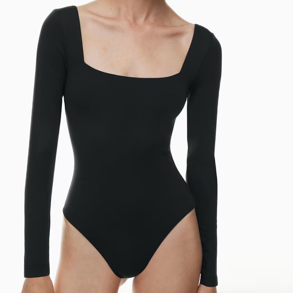 Aritzia Babaton Contour Squareneck Longsleeve Bodysuit in Black, Size Small